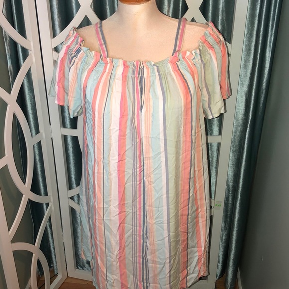 Peyton & Parker Striped Off the shoulder Dress - Picture 1 of 8
